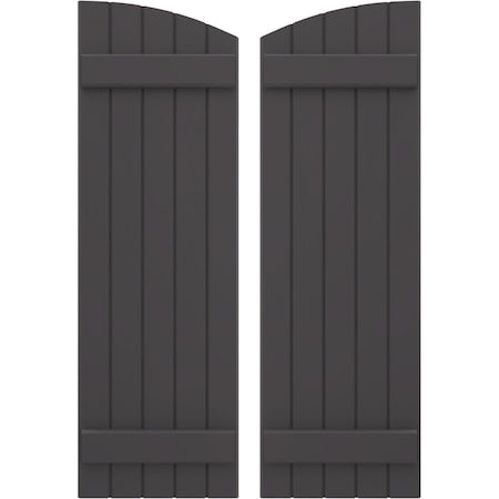 Americraft 5-Board (2 Batten) Wood Joined Board-n-Batten Shutters W/ Ellipt Top, ARW101BE518X37SMH